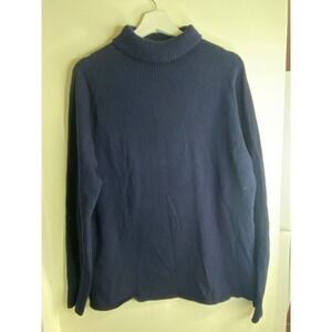 Celtic & Co Navy Blue Turtleneck Knit Sweater L‎ women's small 100% lambs wool